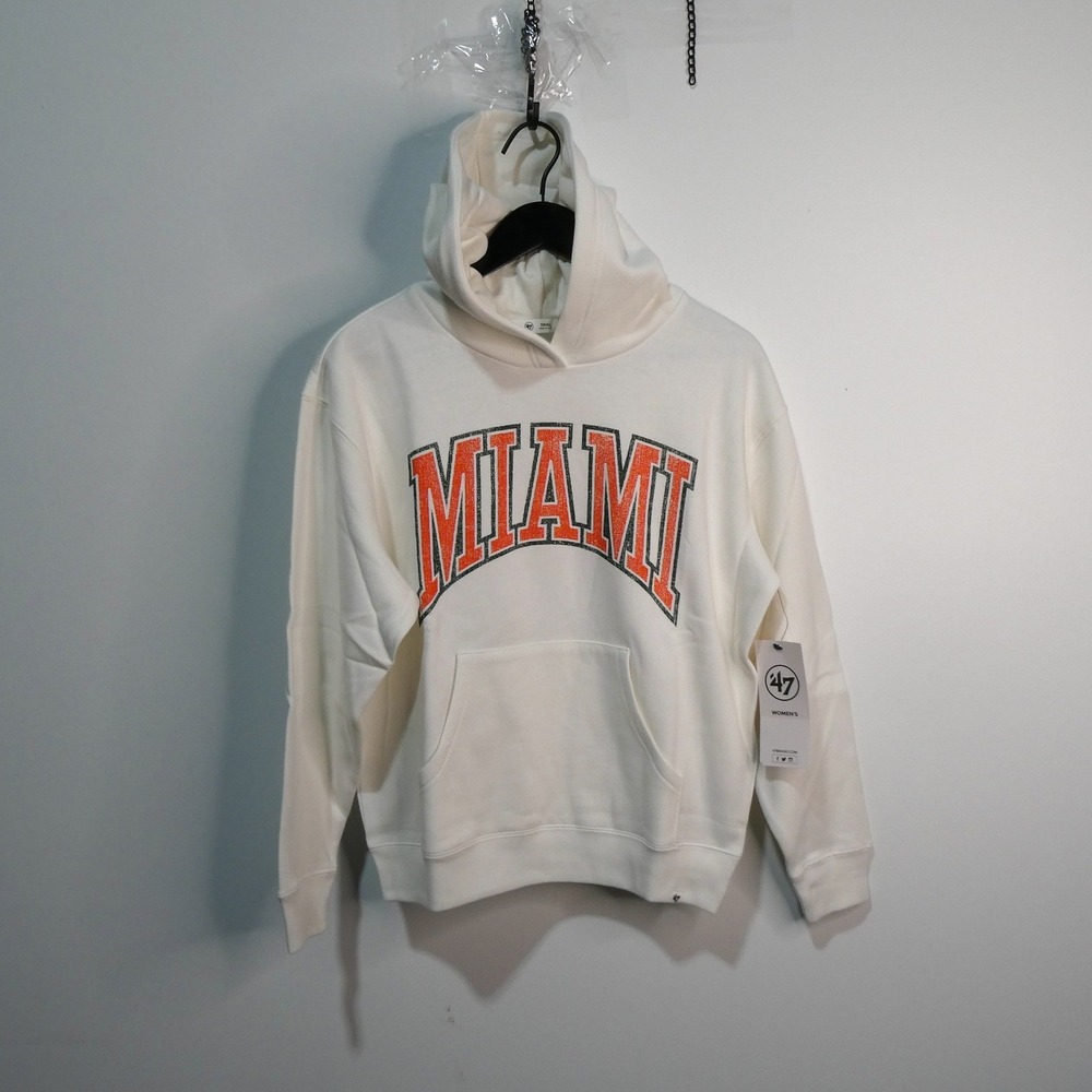 Miami Hoodie Women Small '47 Brand Hurricanes White Sebastian Ibis Sweatshirt